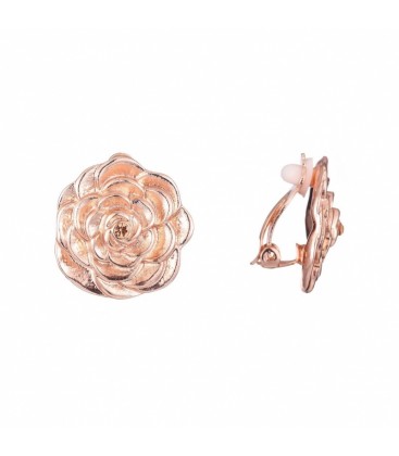 Rose gold oorclips in de vorm van een bloem