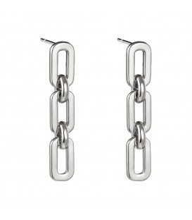 Zilverkleurige oorbellen met als hanger 3 ovale elementen