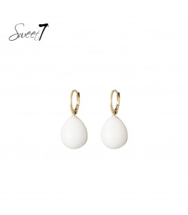 Elegante Witte Oorhangers met Cat Eye Steen - Bestel Nu