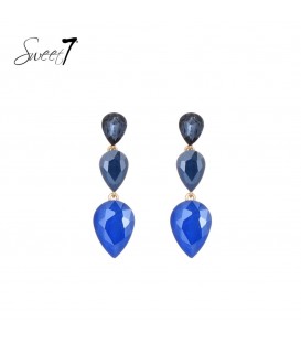 Blauwe oorhangers met glazen steentjes - Elegantie en stijl