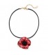 Zwarte koordhalsketting met rode bloem Elegante fashion ketting