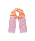 Oranje met roze winter sjaal met print