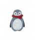 Grijze broche met wit, rood in de vorm van een pinguin