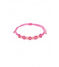 Fuchsia roze armband met bloemetjes