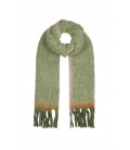 Groene winter sjaal met franje