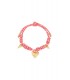 Fuchsia roze geknoopte armband met goudkleurige bedels