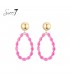 Roze oorhangers met glas steentjes