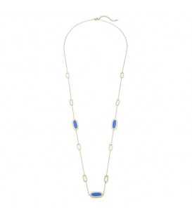 Sieraden set in goudkleur met blauwe inleg, Ketting, Armband en oorbellen